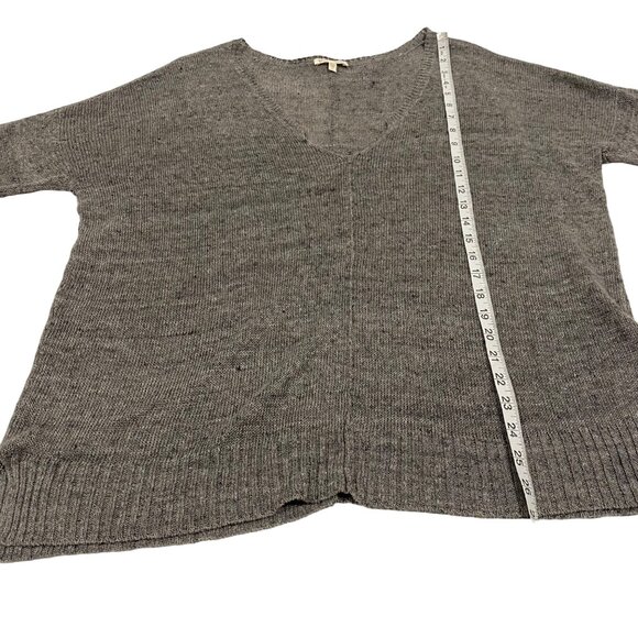 Eileen Fisher 100% Linen Gray V-Neck Sweater Size M - Picture 9 of 9